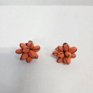 Vintage, 1950s, Orange Cluster Screw Back Earrings